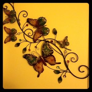 Metallic 5 butterflies frame